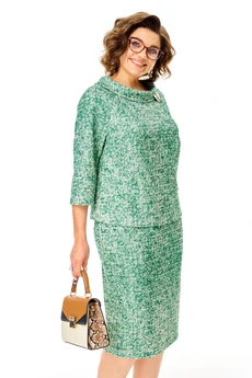 Костюм с юбкой 1376 изумрудный Anastasia