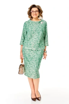 Костюм с юбкой 1376 изумрудный Anastasia