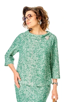 Костюм с юбкой 1376 изумрудный Anastasia