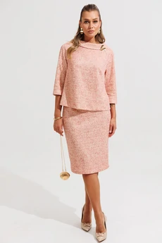 Костюм с юбкой 1376 коралловый Anastasia