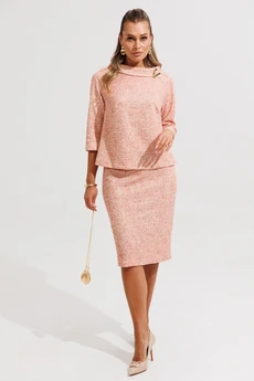 Костюм с юбкой 1376 коралловый Anastasia