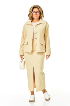 Костюм с юбкой 1384 сливочный Anastasia
