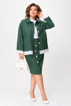 Костюм с юбкой 1396 зеленый Anastasia