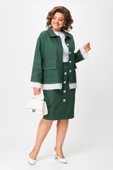 Костюм с юбкой 1396 зеленый Anastasia