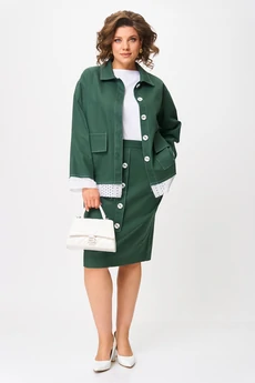 Костюм с юбкой 1396 зеленый Anastasia
