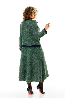 Костюм с юбкой 1401 изумрудно-черный меланж Anastasia