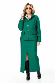 Костюм с юбкой 1411 зеленый Anastasia