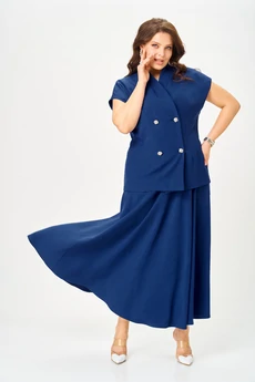 Костюм с юбкой 1329 глубокий синий Anastasia