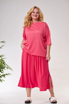 Костюм с юбкой 822 коралл Anastasia