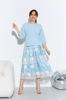 Костюм с юбкой 966 голубой Anastasia