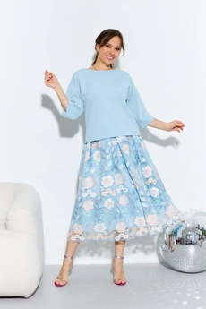 Костюм с юбкой 966 голубой Anastasia