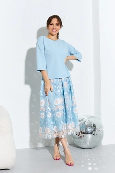 Костюм с юбкой 966 голубой Anastasia