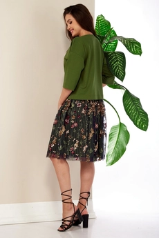Костюм с юбкой 990 зеленый Anastasia