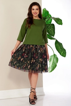 Костюм с юбкой 990 зеленый Anastasia