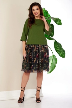 Костюм с юбкой 990 зеленый Anastasia