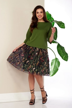 Костюм с юбкой 990 зеленый Anastasia