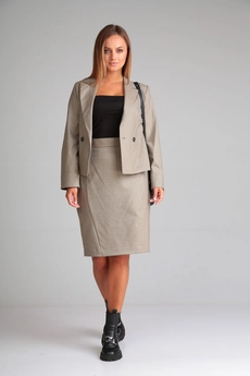 Костюм с юбкой 011 песочный Andrea Fashion