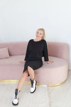 Костюм с платьем 2261 черный Andrea Fashion
