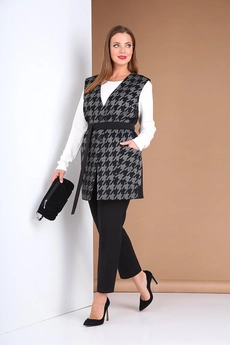 Костюм брючный 0416 серый + черный Andrea Style