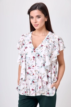 Блузка 1063 молочный + цветы Anelli