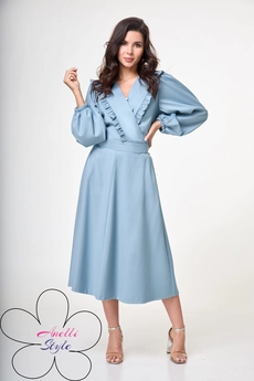 Костюм с юбкой 1232 голубой Anelli