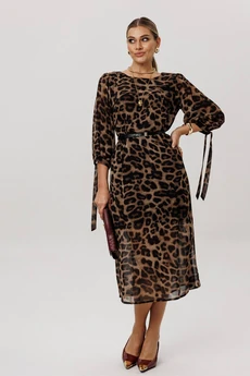 Платье 1733 коричневый леопард Anelli
