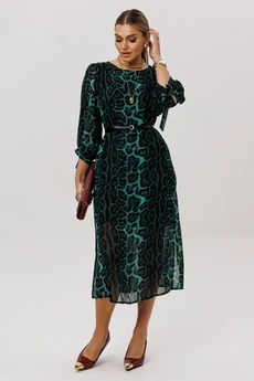 Платье 1733 леопардовый изумруд Anelli