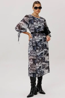 Платье 1733 леопардовый серый Anelli