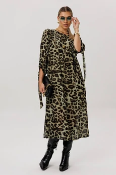 Платье 1733 зеленый леопард Anelli