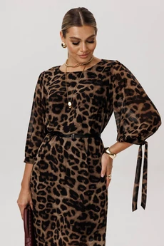 Платье 1733 коричневый леопард Anelli