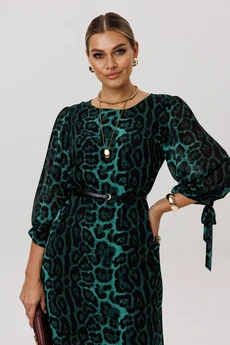 Платье 1733 леопардовый изумруд Anelli