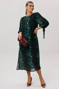 Платье 1733 леопардовый изумруд Anelli