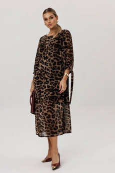 Платье 1733 коричневый леопард Anelli