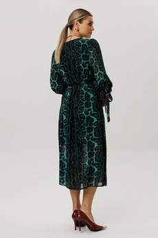 Платье 1733 леопардовый изумруд Anelli