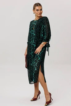 Платье 1733 леопардовый изумруд Anelli