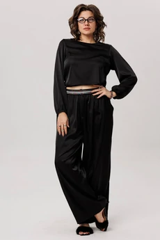 Брюки 1734 блестящий черный Anelli