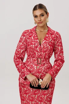 Костюм с юбкой 1741 китайский красный Anelli