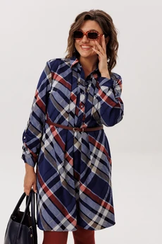 Платье 1769 кобальтовый тартан Anelli