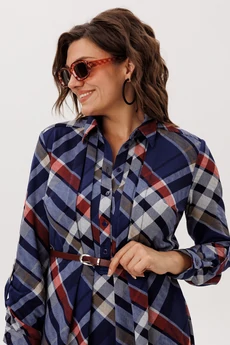 Платье 1769 кобальтовый тартан Anelli