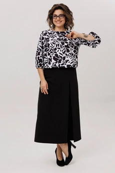 Блузка 1779 черно-белые цветы Anelli