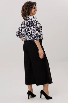 Блузка 1779 черно-белые цветы Anelli