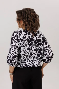 Блузка 1779 черно-белые цветы Anelli
