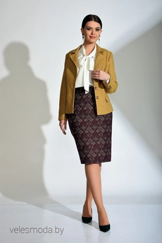 Костюм с юбкой 571 светлая горчица Anelli