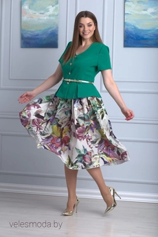 Костюм с юбкой 690 изумруд Anelli