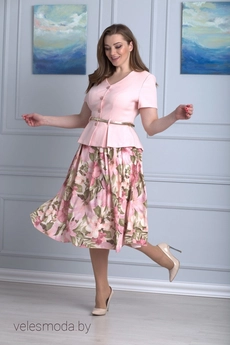 Костюм с юбкой 690 пудра Anelli