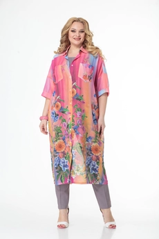 Костюм брючный 858 розовый Anelli