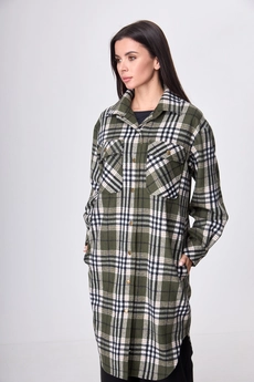 Пальто 935 зеленая клетка Anelli