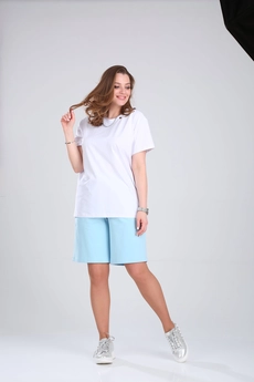 Костюм с шортами 129 белый + голубой BLISS