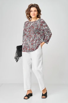 Джемпер 9402 белый + красный BLISS