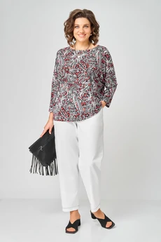 Джемпер 9402 белый + красный BLISS